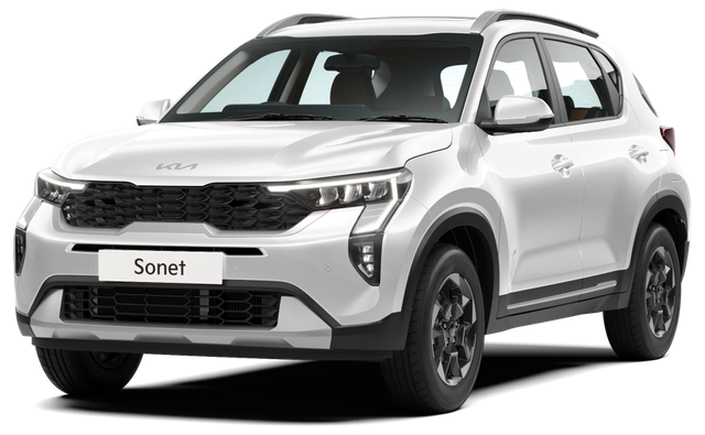 Kia Sonet в цвете Glacier White Pearl, студийная съёмка