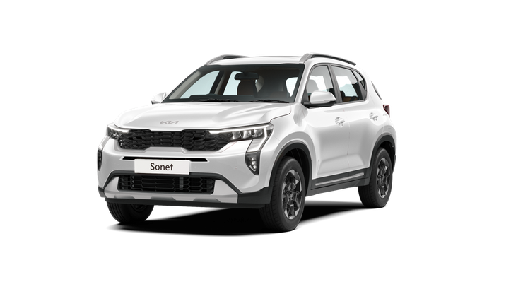 Kia Sonet в цвете Glacier White Pearl, студийная съёмка